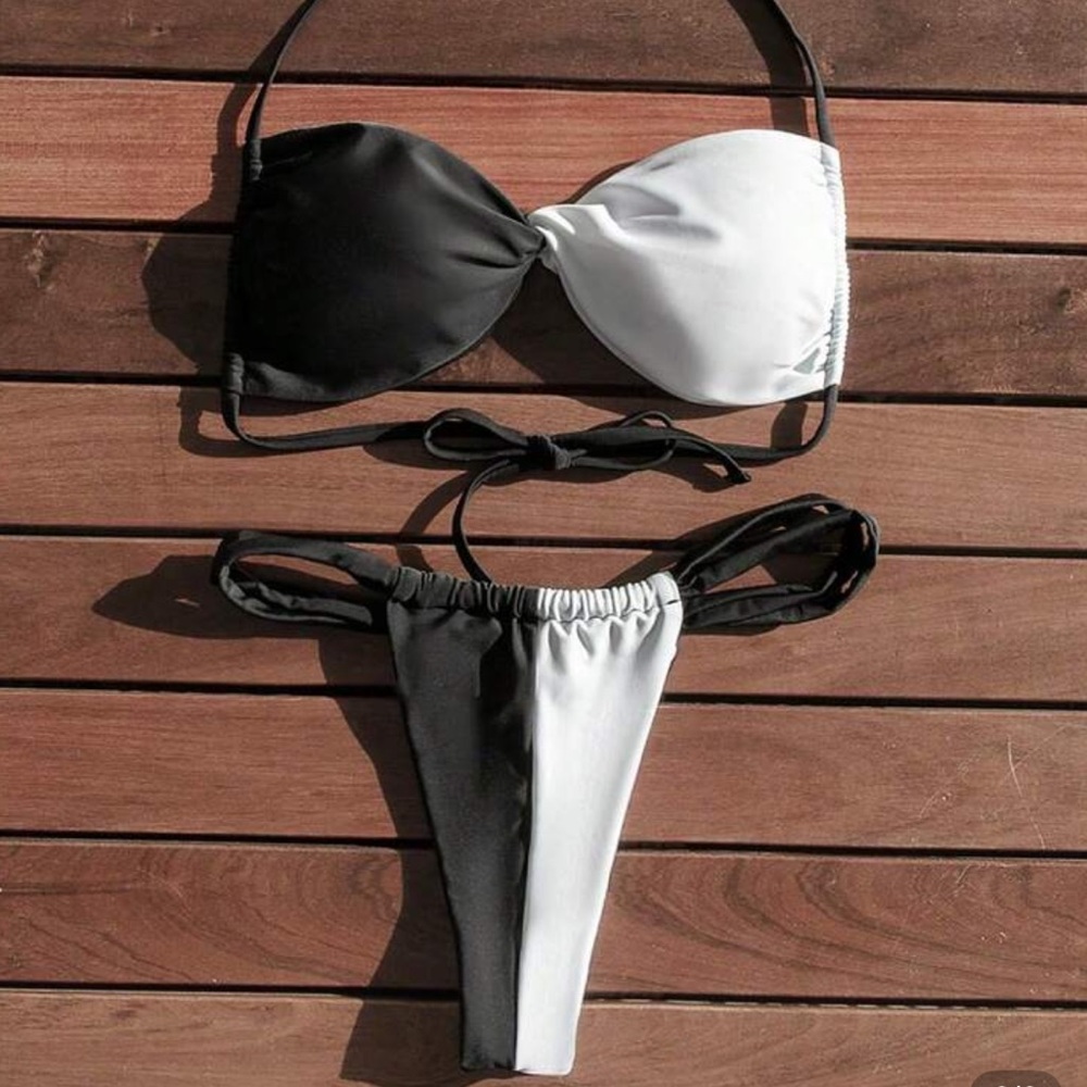Black and White Bikini Set